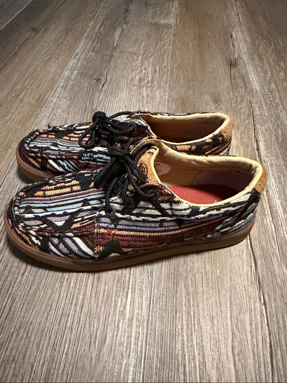 Twisted X Kids' Hooey Loper casual shoe. Multicolor Patterned Canvas Lace-Up